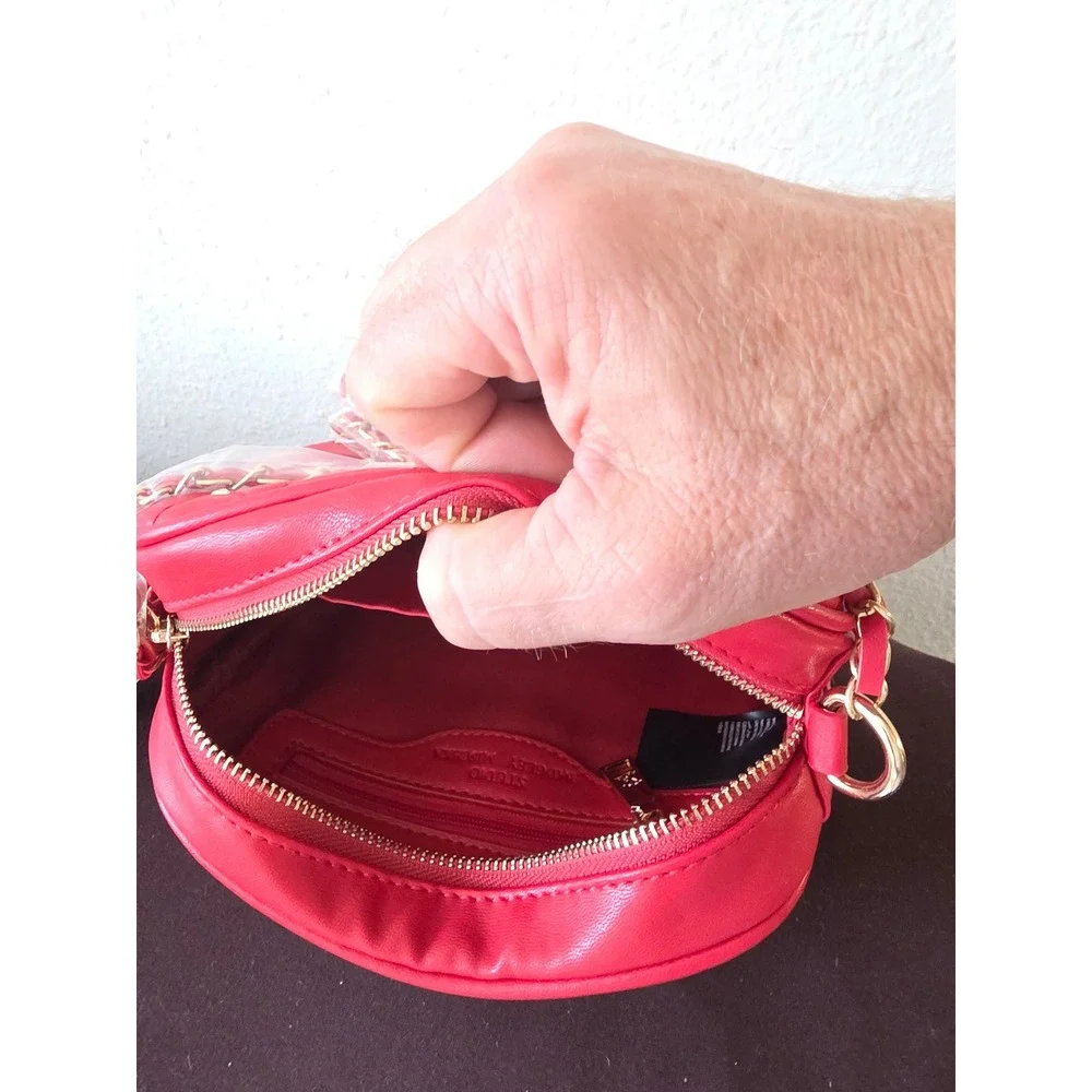 Studio Badgley Mischka Red Quilted Studded Camera Bag BM-4073 Crossbody